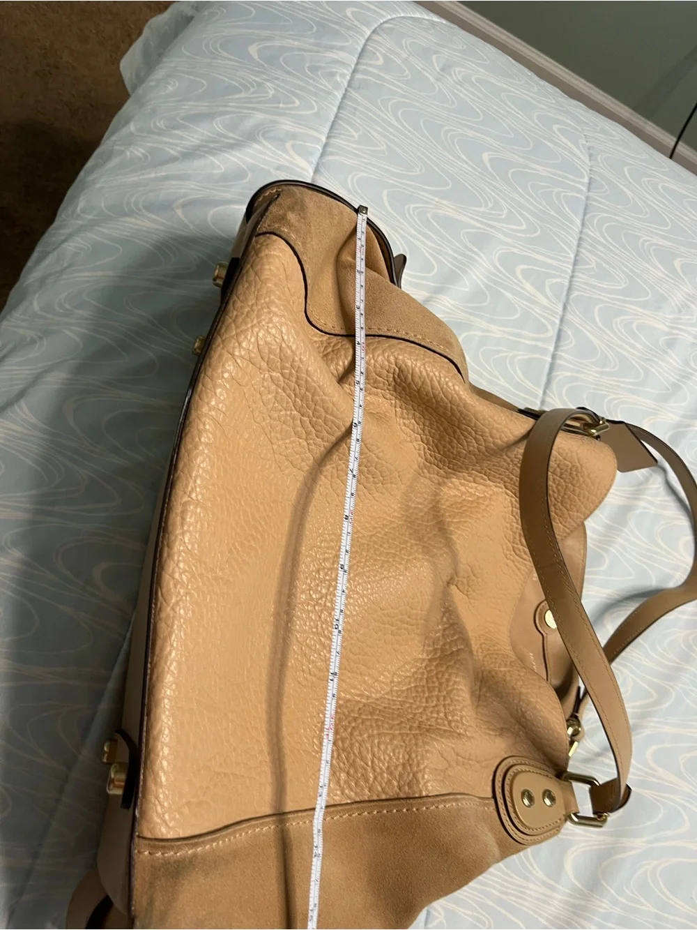 Coach Tan Leather & Suede Shoulder Hobo Bag